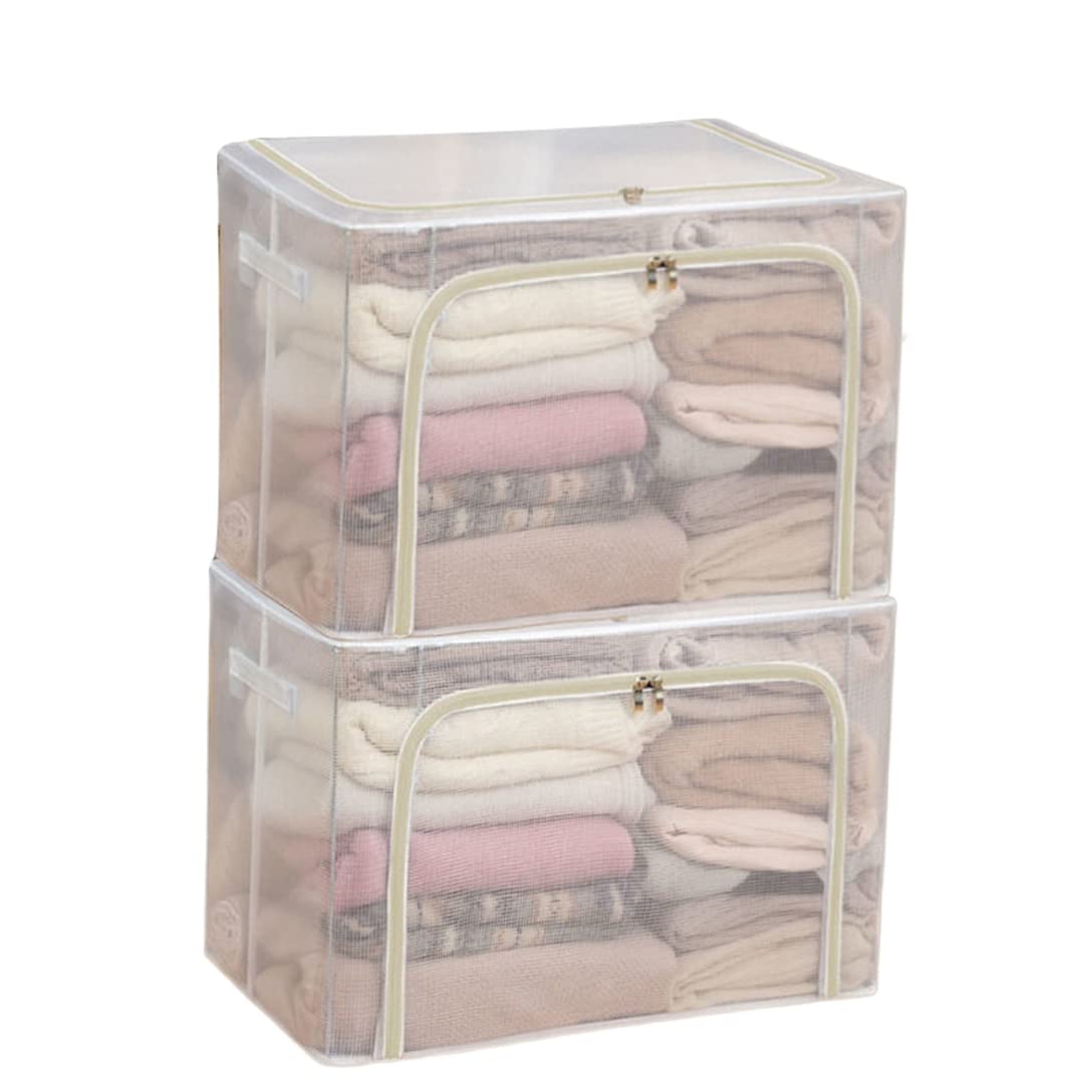 Amazon｜衣類収納ボックス 透明窓付き 収納ボックス ワイヤー入り 収納